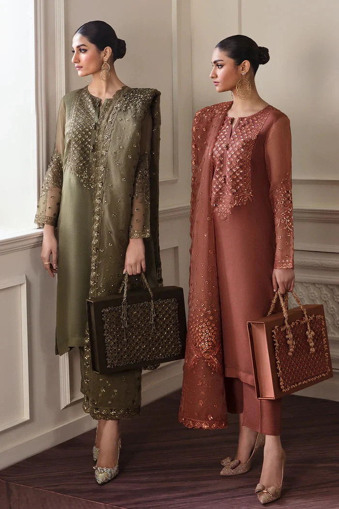 Baroque UF-295 - Luxury Chiffon Embroidered 3 Piece Unstitched - Image 5