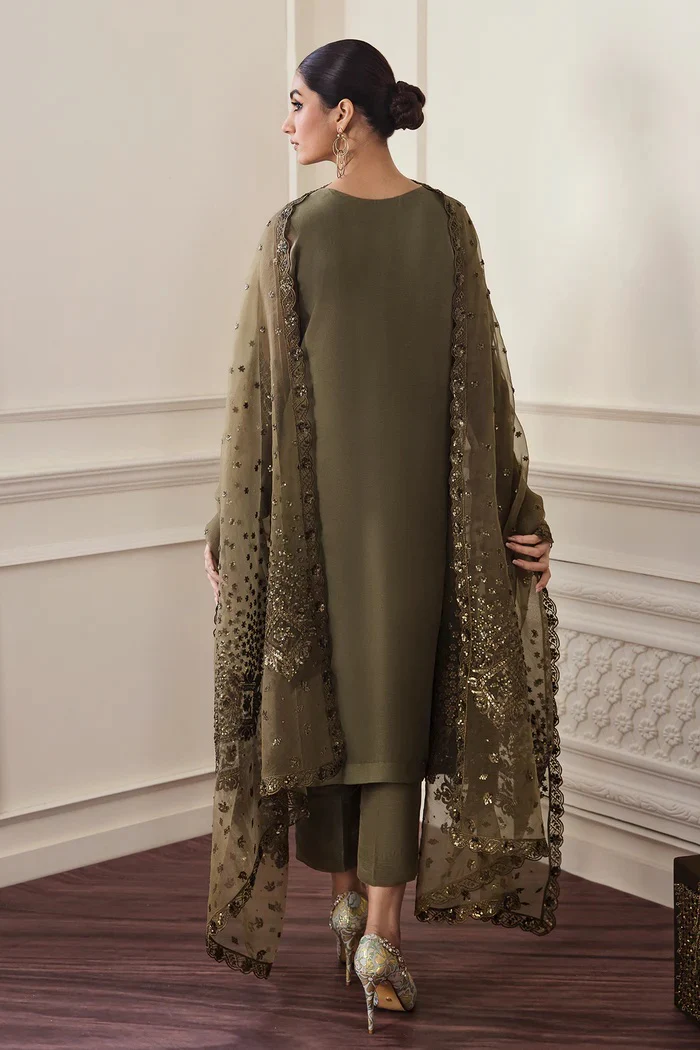 Baroque UF-295 - Luxury Chiffon Embroidered 3 Piece Unstitched - Image 7