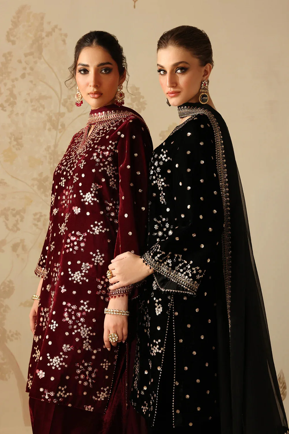 Baroque UF-4316 - Luxury Velvet Embroidered 3 Piece Unstitched - Image 10