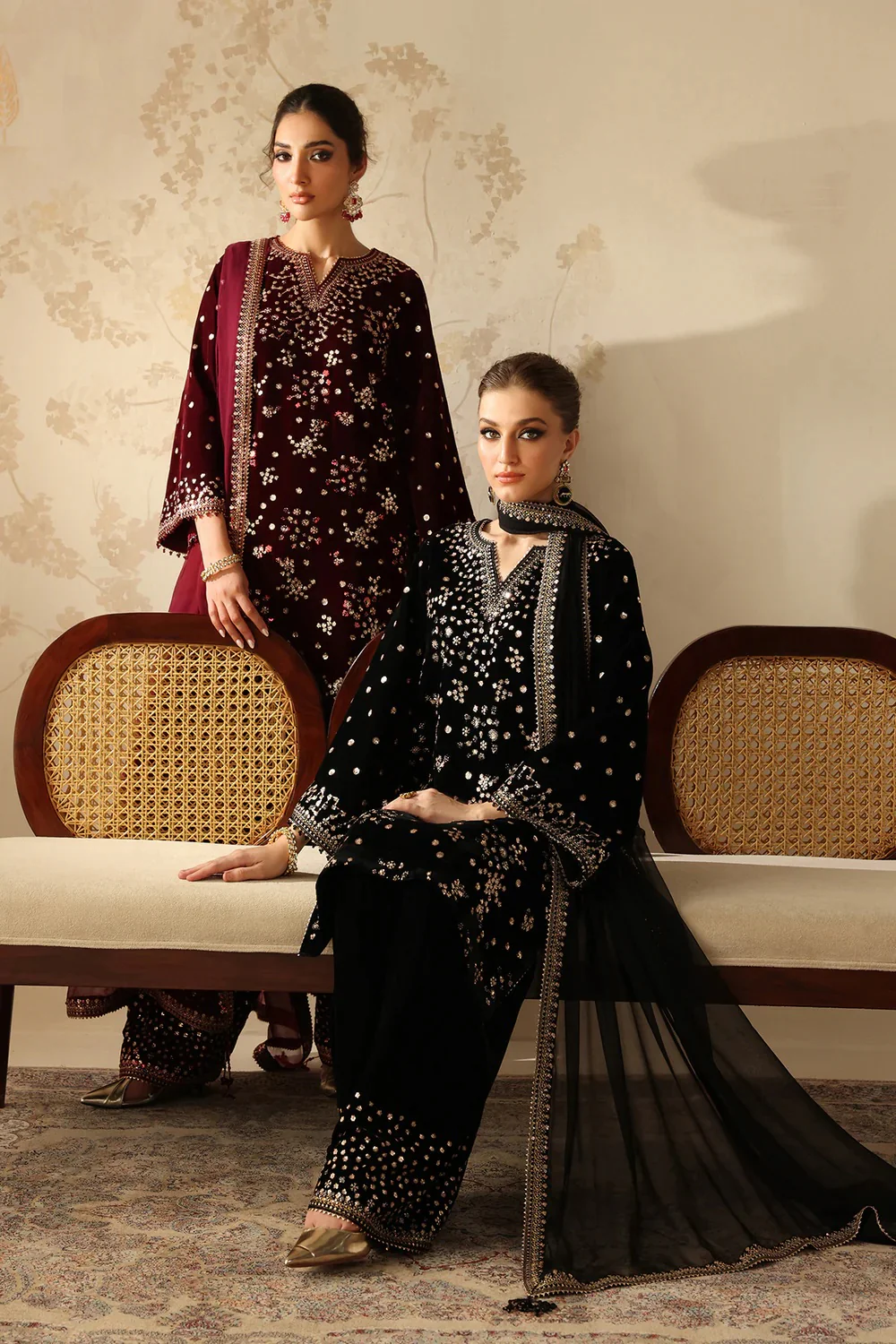 Baroque UF-4316 - Luxury Velvet Embroidered 3 Piece Unstitched - Image 8