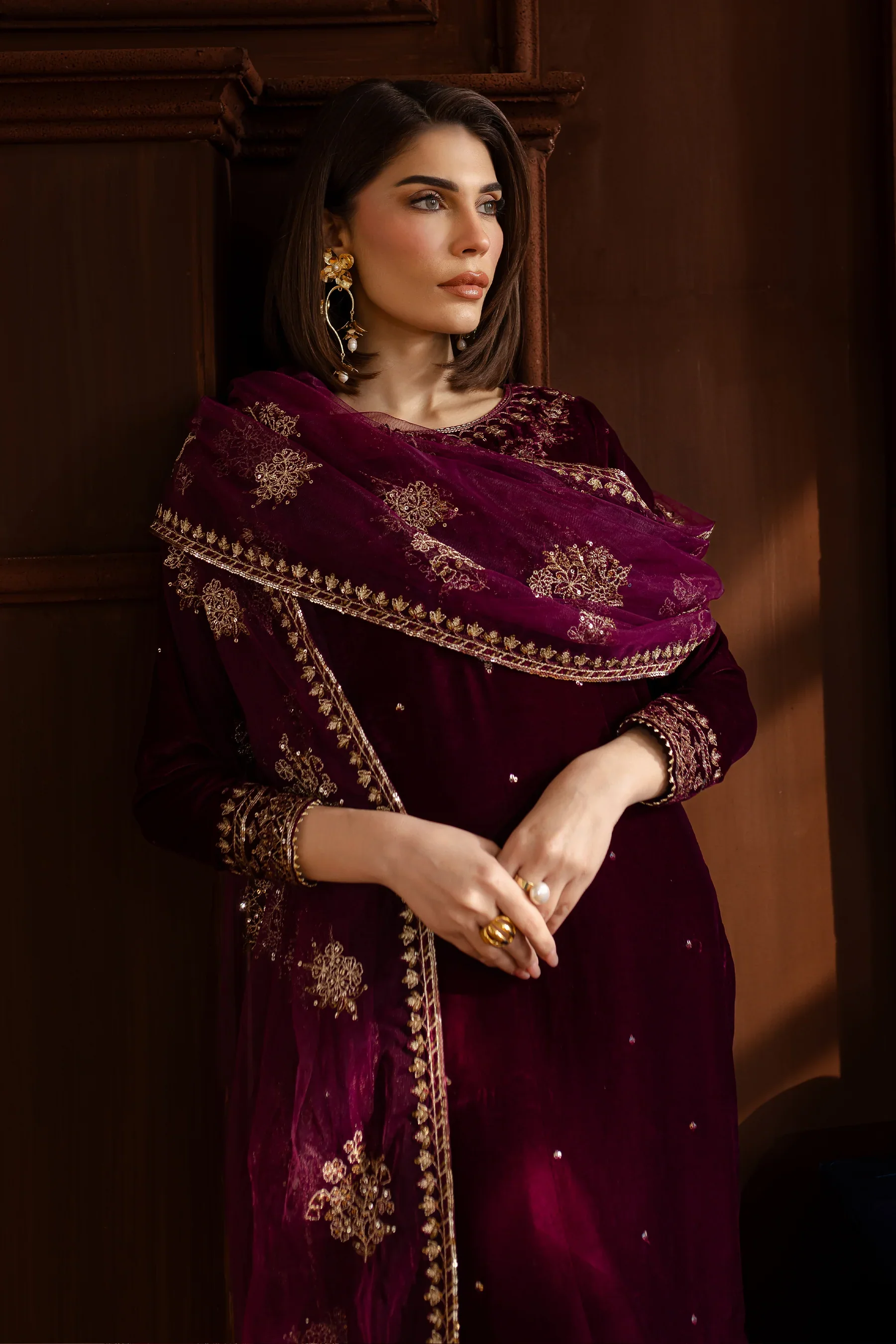 Batik Luxury Velvet Embroidered Collection Amar 3Pc - Velvet Luxe - Image 7