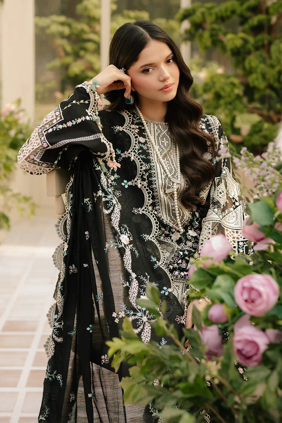 Bin Ilyas - 103 - B - Luxury Lawn Embroidered 3 Piece Unstitched Fareesa - Image 3