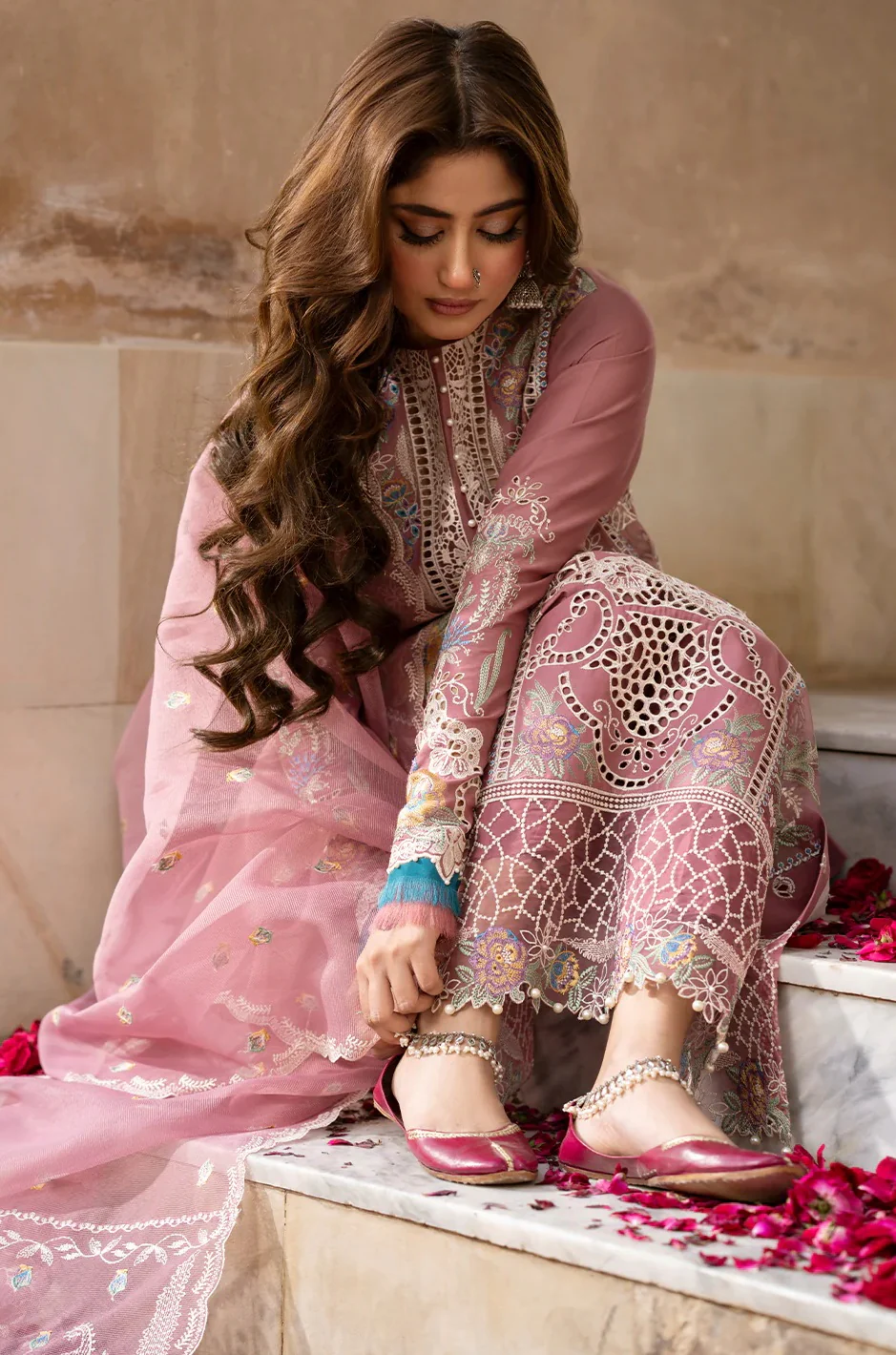 Bin Ilyas - 407-B - Luxury Lawn Embroidered 3 Piece Unstitched - Image 7