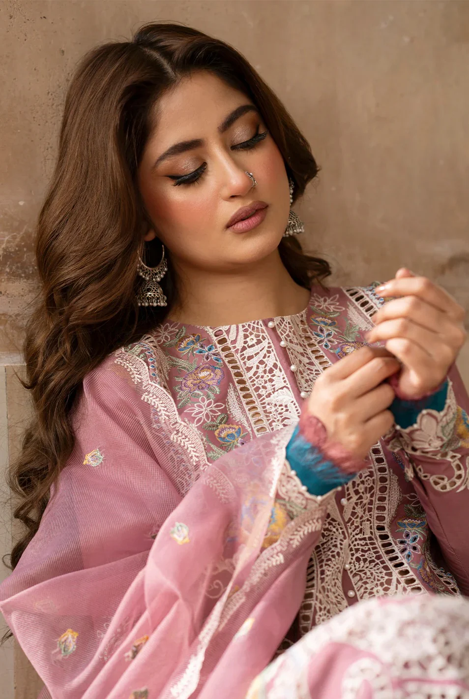 Bin Ilyas - 407-B - Luxury Lawn Embroidered 3 Piece Unstitched - Image 8