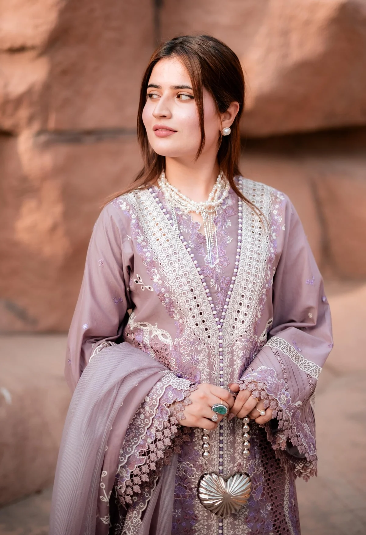 Bin Ilyas Luxury Lawn Chikankari Luxury Embroidered 3 Piece Suit - J1547 - Image 2
