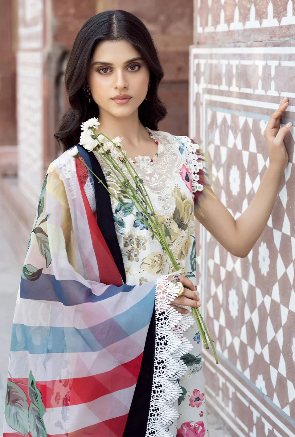 Bin Ilyas - Luxury Lawn Embroidered 3 Piece Unstitched - 2081 - A - Image 2