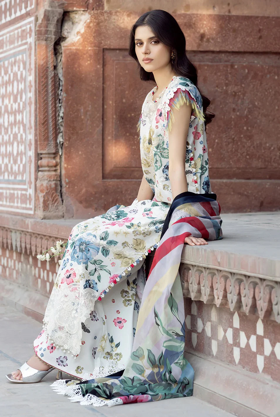 Bin Ilyas - Luxury Lawn Embroidered 3 Piece Unstitched - 2081 - A - Image 3