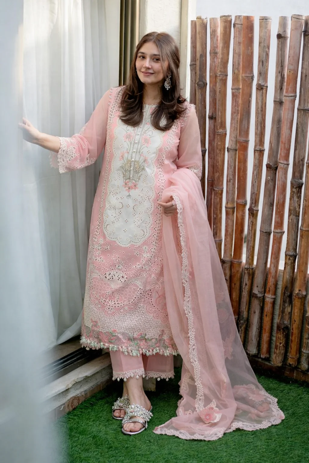Bin Ilyas Luxury Lawn Embroidered 3 Piece Unstitched 216 - A KLARA - Image 2