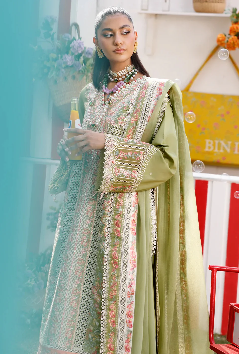 Bin ilyas - Luxury Lawn Embroidered 3 Piece Unstitched - 33 - A - Image 2