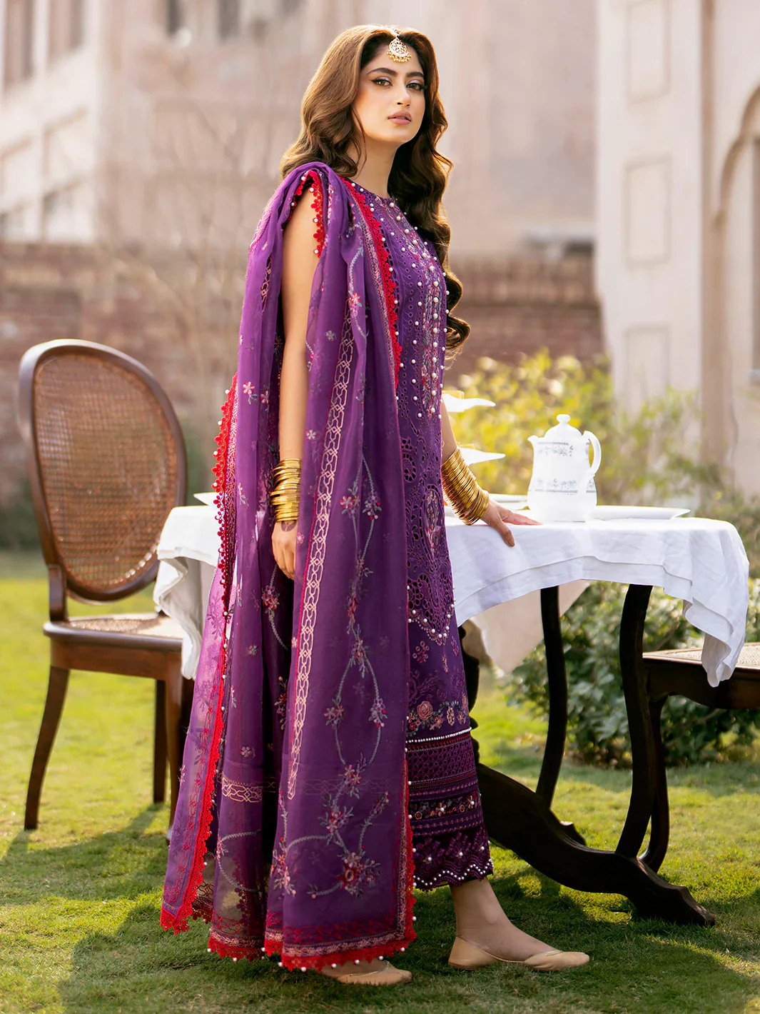 Bin Ilyas Luxury Lawn Embroidered 3 Piece Unstitched - 404-A DilBaro - Image 2