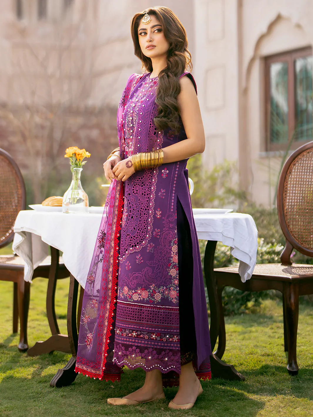 Bin Ilyas Luxury Lawn Embroidered 3 Piece Unstitched - 404-A DilBaro - Image 3