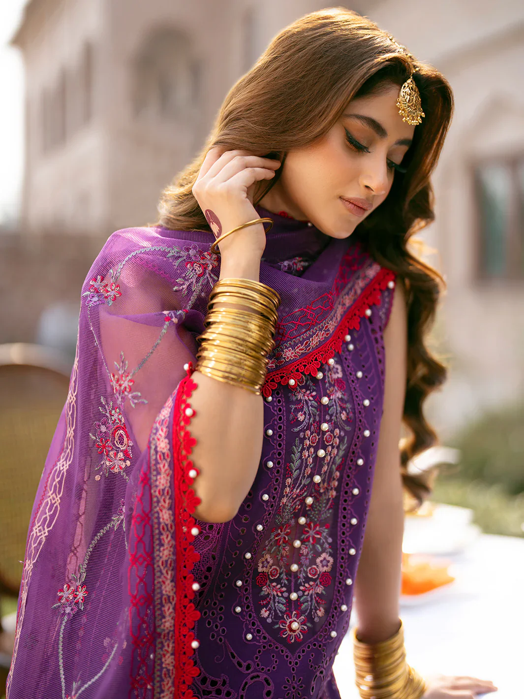 Bin Ilyas Luxury Lawn Embroidered 3 Piece Unstitched - 404-A DilBaro - Image 5
