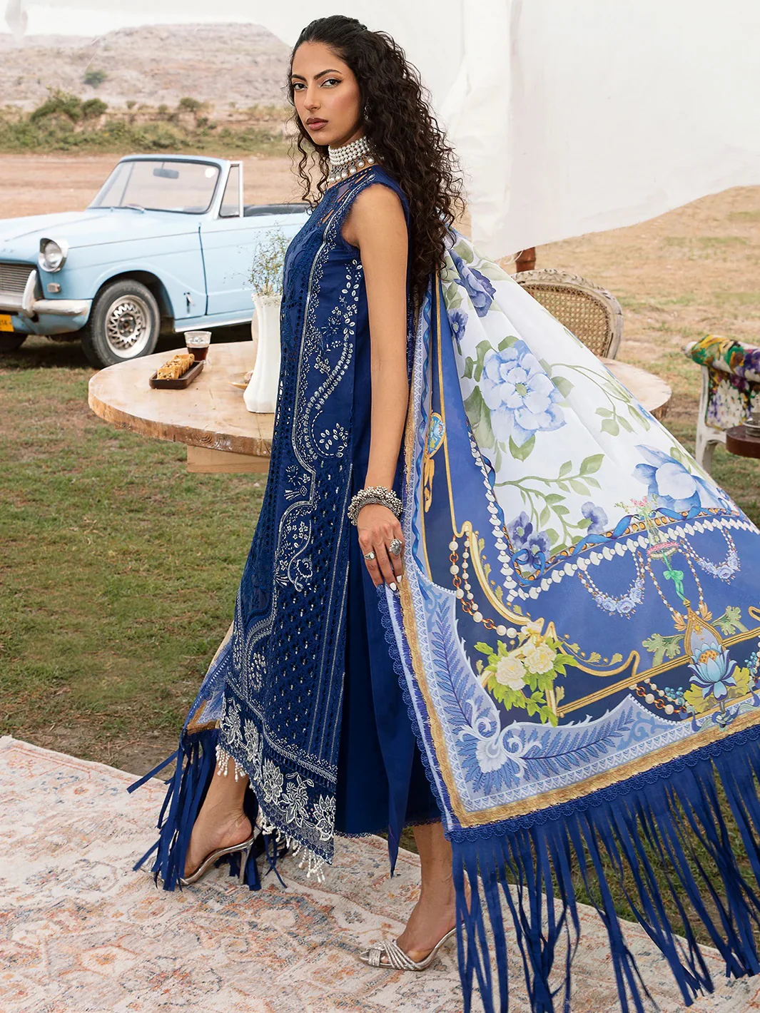 Bin Ilyas Luxury Lawn Embroidered 3 Piece Unstitched 713-B - Image 4