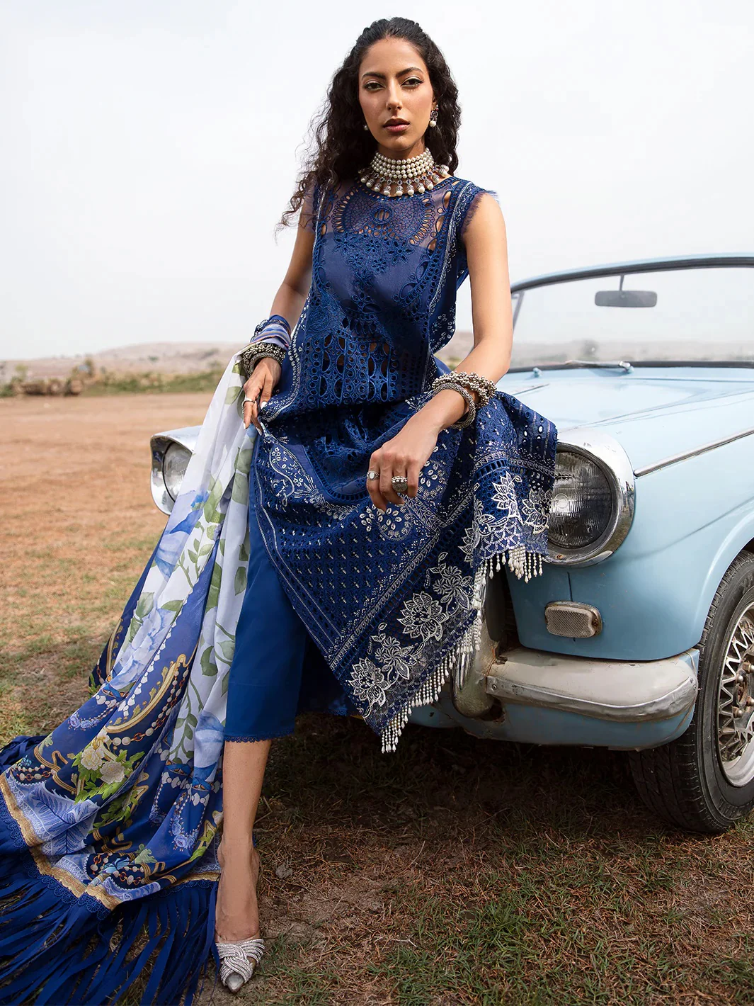Bin Ilyas Luxury Lawn Embroidered 3 Piece Unstitched 713-B - Image 5