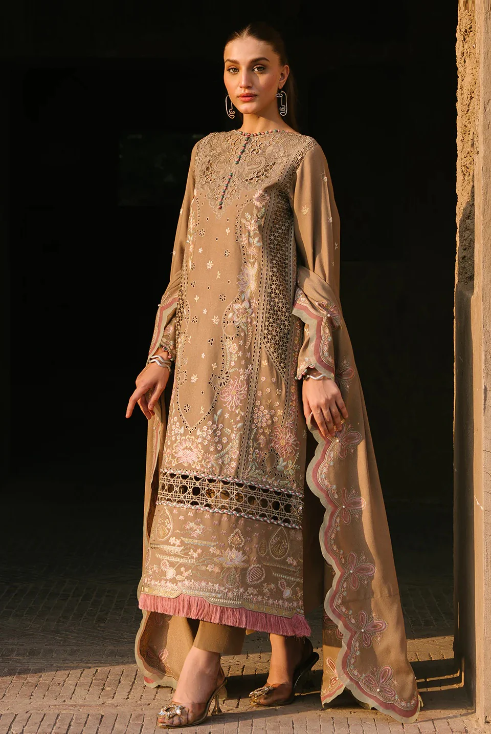 Bin Ilyas - Luxury Lawn Embroidered Unstitched 3 Piece - 154 A - Image 2