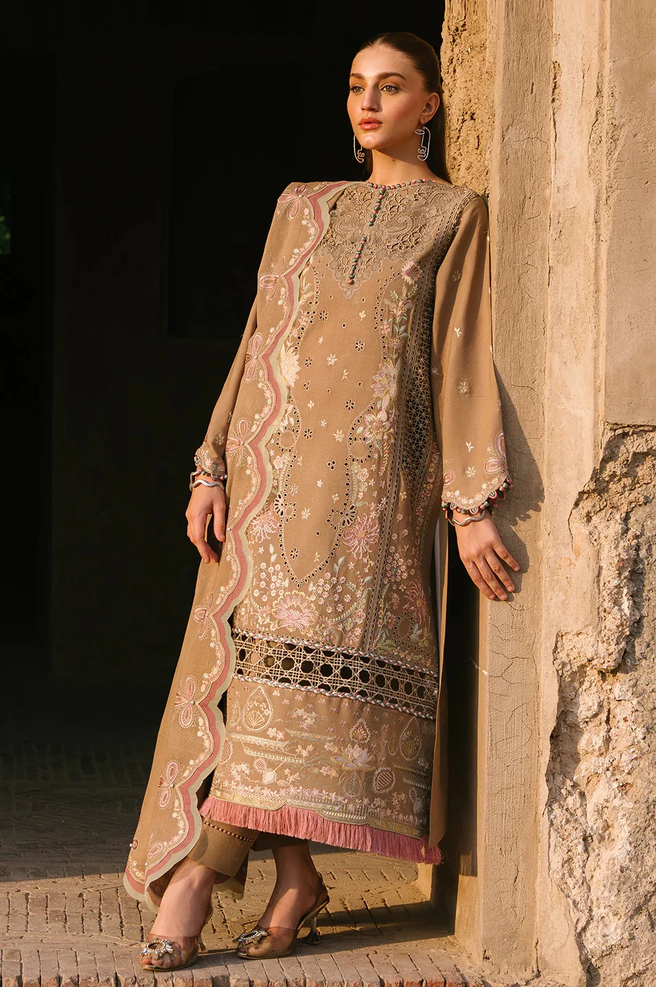 Bin Ilyas - Luxury Lawn Embroidered Unstitched 3 Piece - 154 A - Image 3