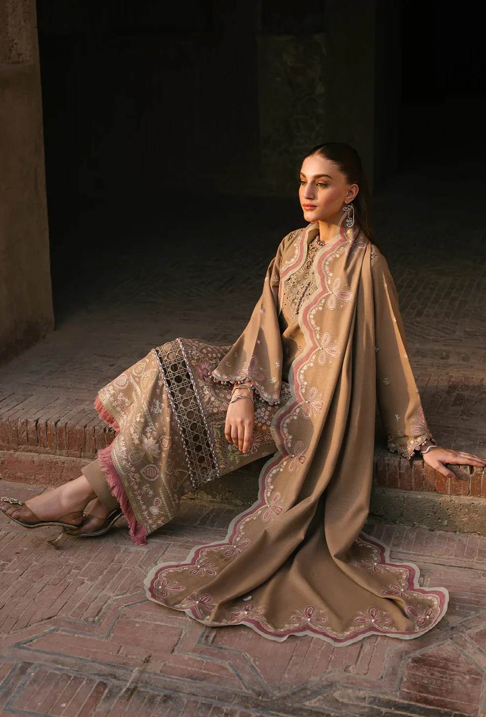 Bin Ilyas - Luxury Lawn Embroidered Unstitched 3 Piece - 154 A - Image 6