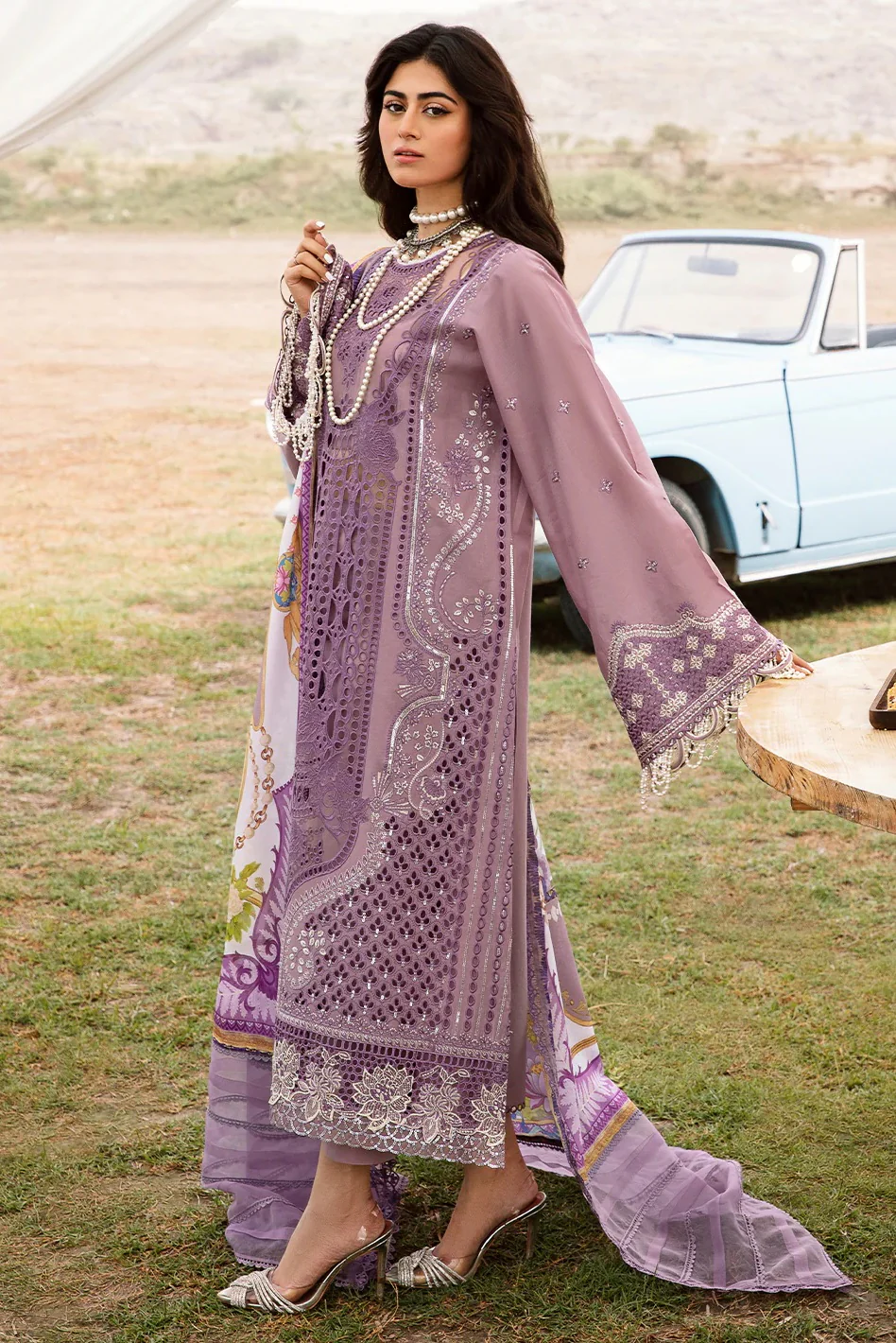 Bin Ilyas - Luxury Lawn Embroidered Unstitched 3 Piece - 713 - A - Image 3