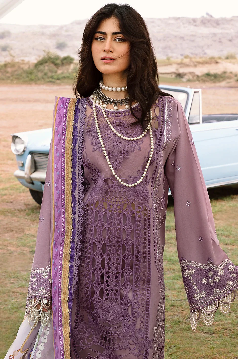 Bin Ilyas - Luxury Lawn Embroidered Unstitched 3 Piece - 713 - A - Image 4