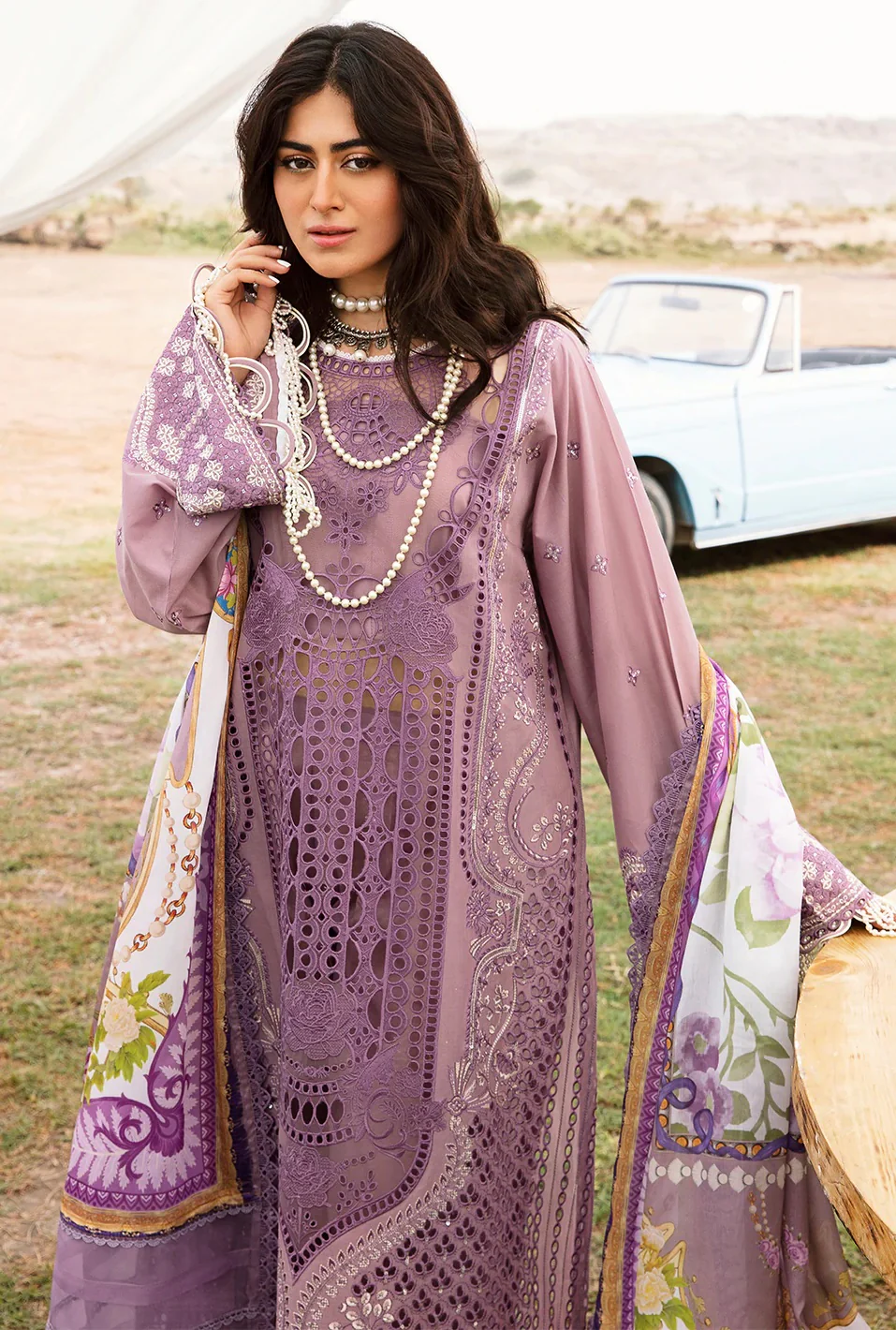 Bin Ilyas - Luxury Lawn Embroidered Unstitched 3 Piece - 713 - A - Image 5