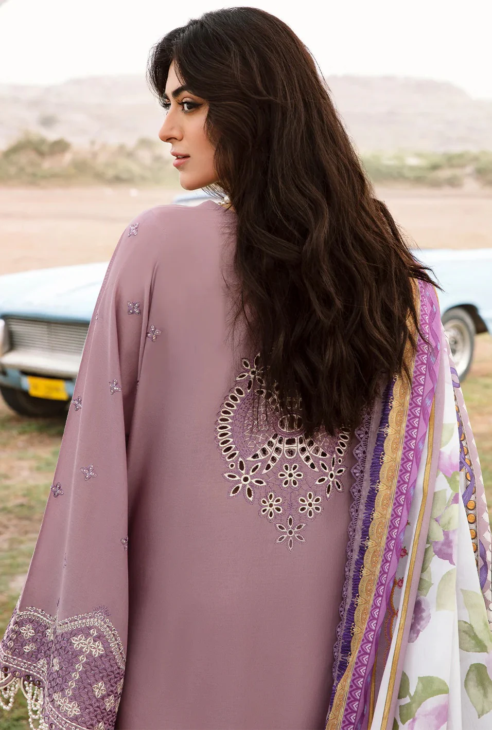 Bin Ilyas - Luxury Lawn Embroidered Unstitched 3 Piece - 713 - A - Image 7