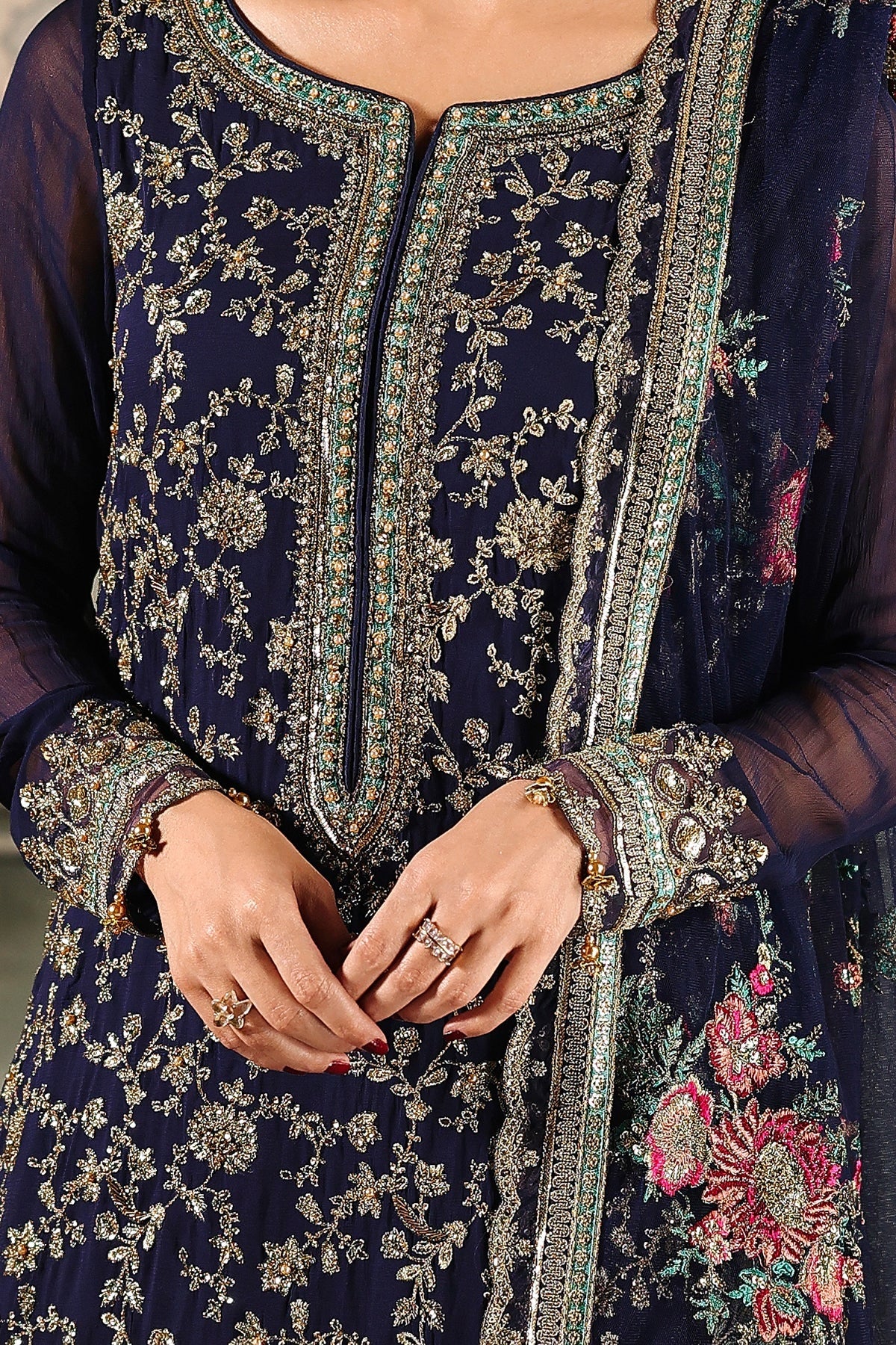 Charizma ๐๐๐๐ฌ๐ญ๐๐ง-๐-๐๐๐ฌ๐ก๐๐ง - Luxury Chifon Embroidered 3 Piece Unstitched - Image 5
