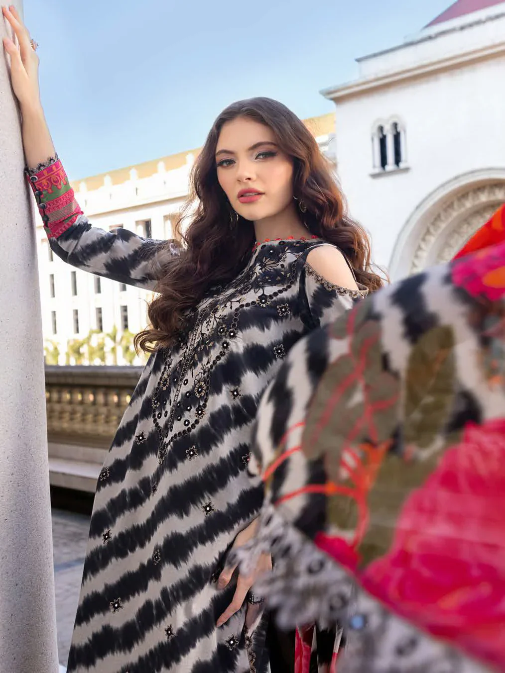 Charizma Aghaz e Nou Embroidered Lawn Unstitched 3Pc Suit AG5-01 - Image 3