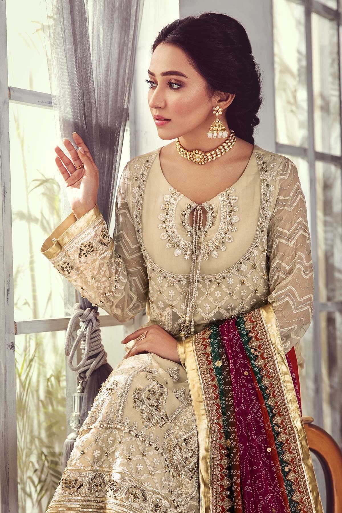 Charizma Luxury Chiffon Embroidered 3 Piece Unstitched - Dastan e jashan - Image 4