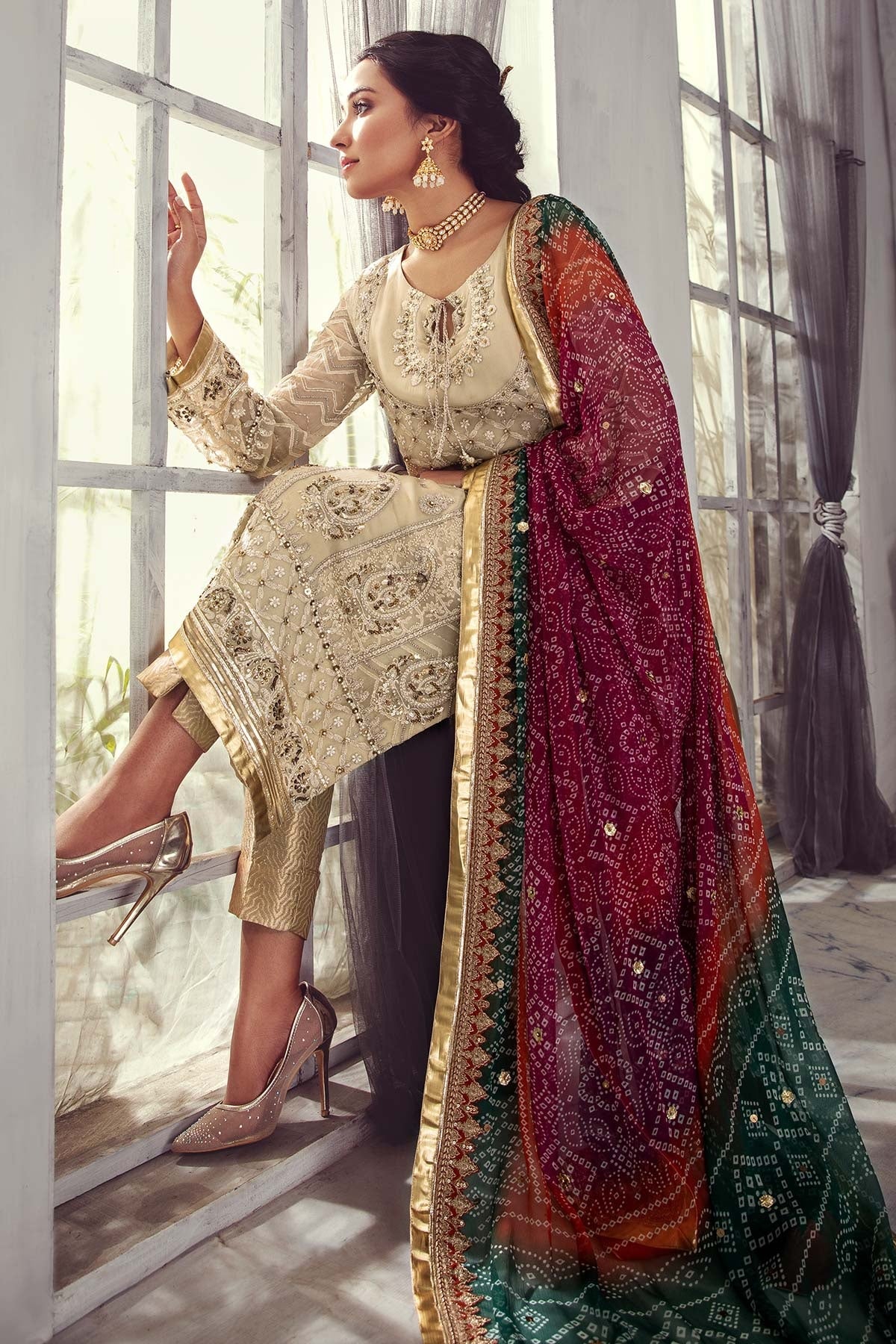 Charizma Luxury Chiffon Embroidered 3 Piece Unstitched - Dastan e jashan - Image 5