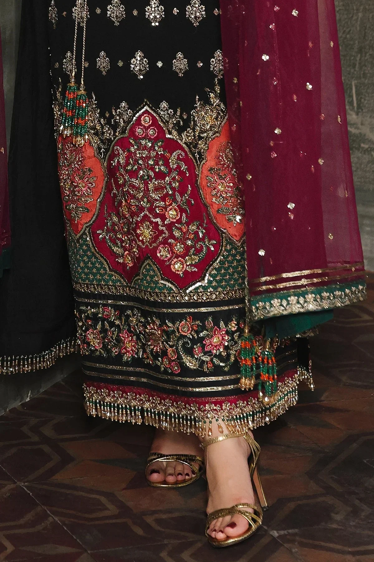 Charizma - Luxury Chiffon Embroidered 3 Piece Unstitched - DJW5-08 - Image 3