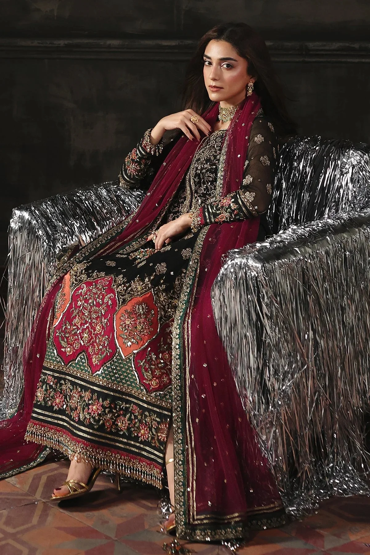 Charizma - Luxury Chiffon Embroidered 3 Piece Unstitched - DJW5-08 - Image 4
