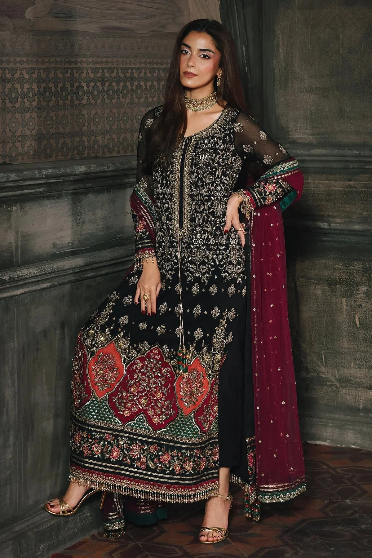 Charizma - Luxury Chiffon Embroidered 3 Piece Unstitched - DJW5-08 - Image 5