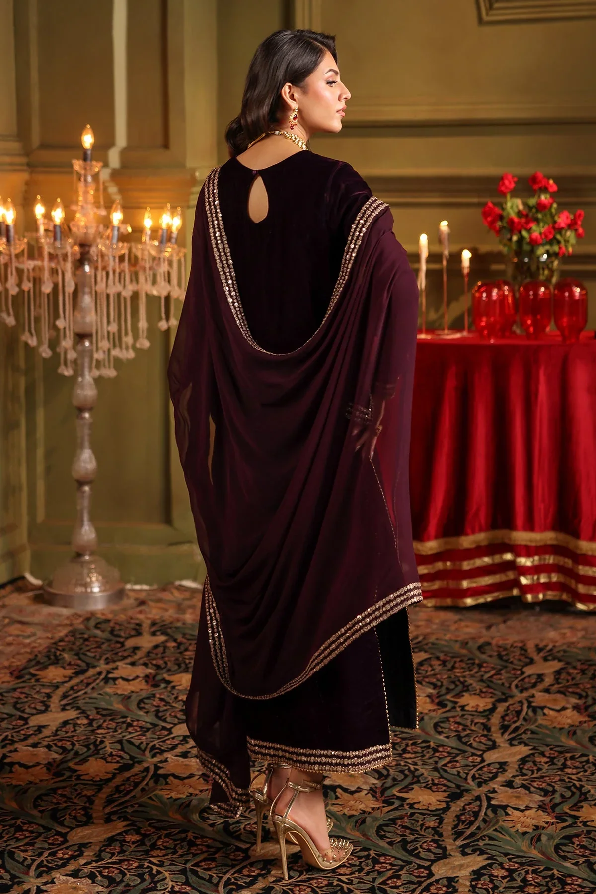 Charizma Luxury Velvet 3 Pc Embroidered Collection VVT4-014 - Image 2