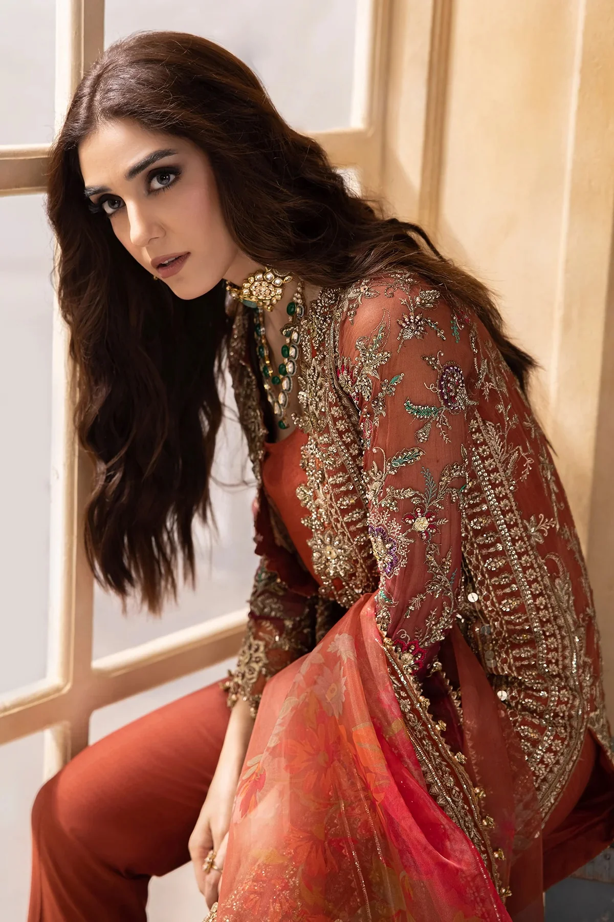 Charizma Pure Chiffon Embroidered 3 Piece Unstitched DJW4-04 - Image 8
