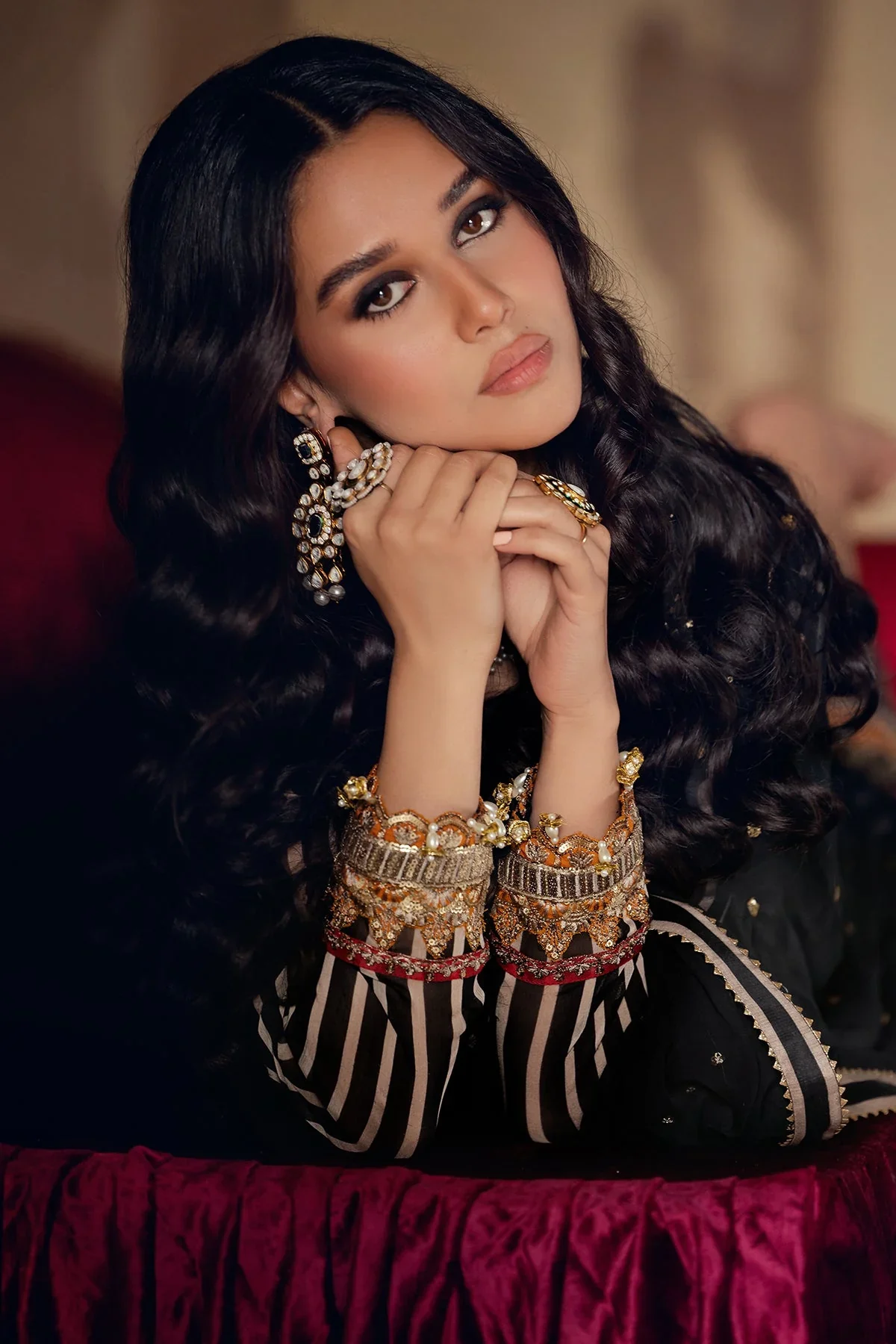Charizma Vasal Embroidered Luxury Chiffon Unstitched 3Pc Suit VSL5-18 - Image 5