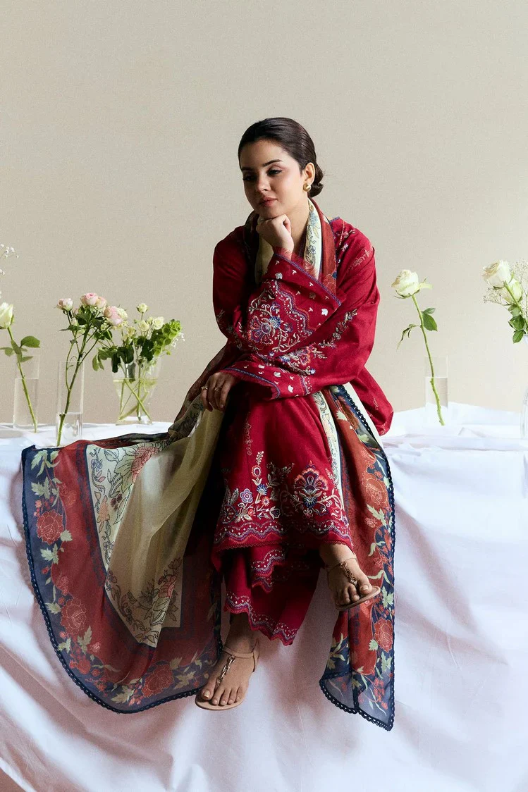 Coco By Zara Shahjahan Luxury Lawn Embroidered Unstitched 3 Piece Alba D8 - Image 2