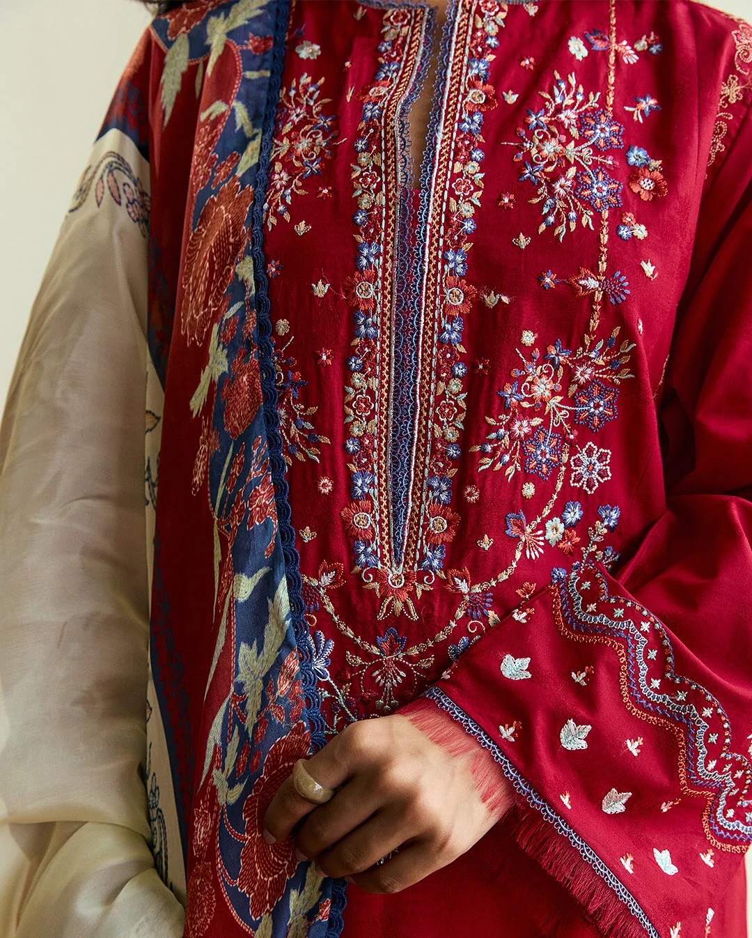 Coco By Zara Shahjahan Luxury Lawn Embroidered Unstitched 3 Piece Alba D8 - Image 5