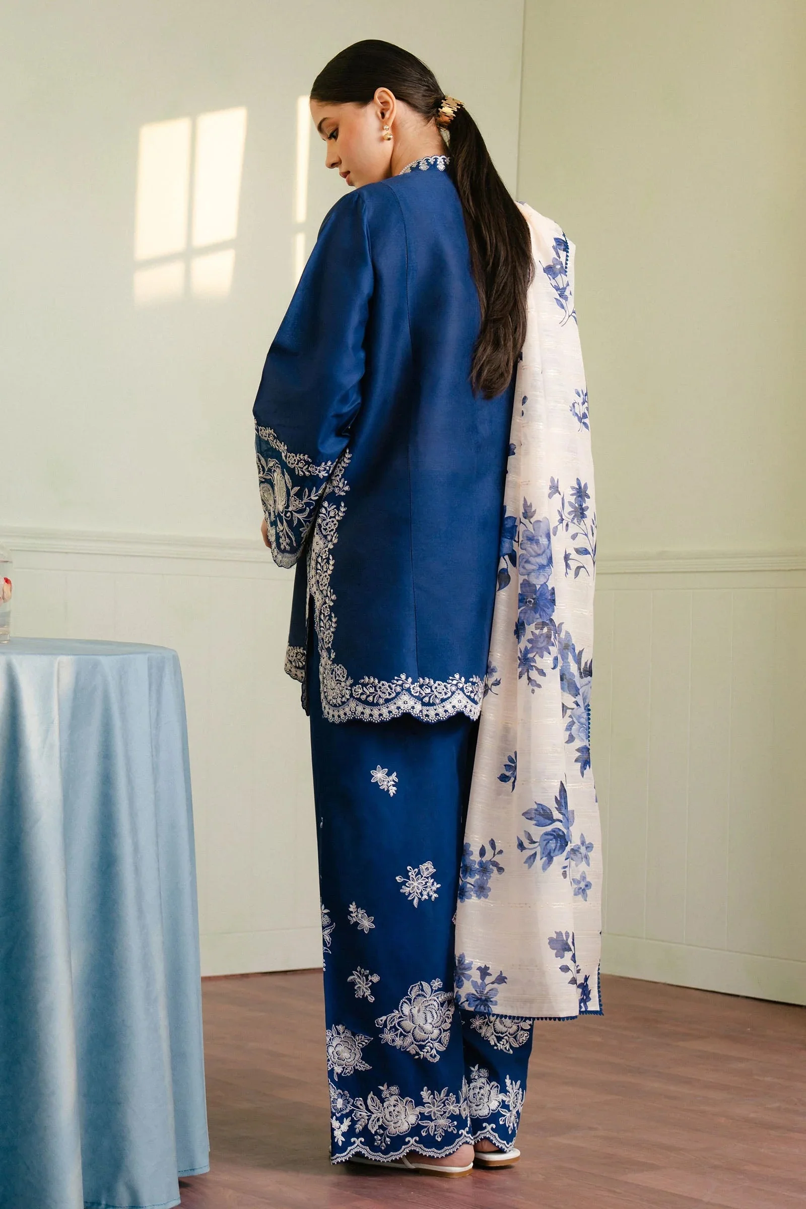 Coco By Zara Shahjahan - Lawn Embroidered 3 Piece Unstitched - MEADOW-8B - Image 3
