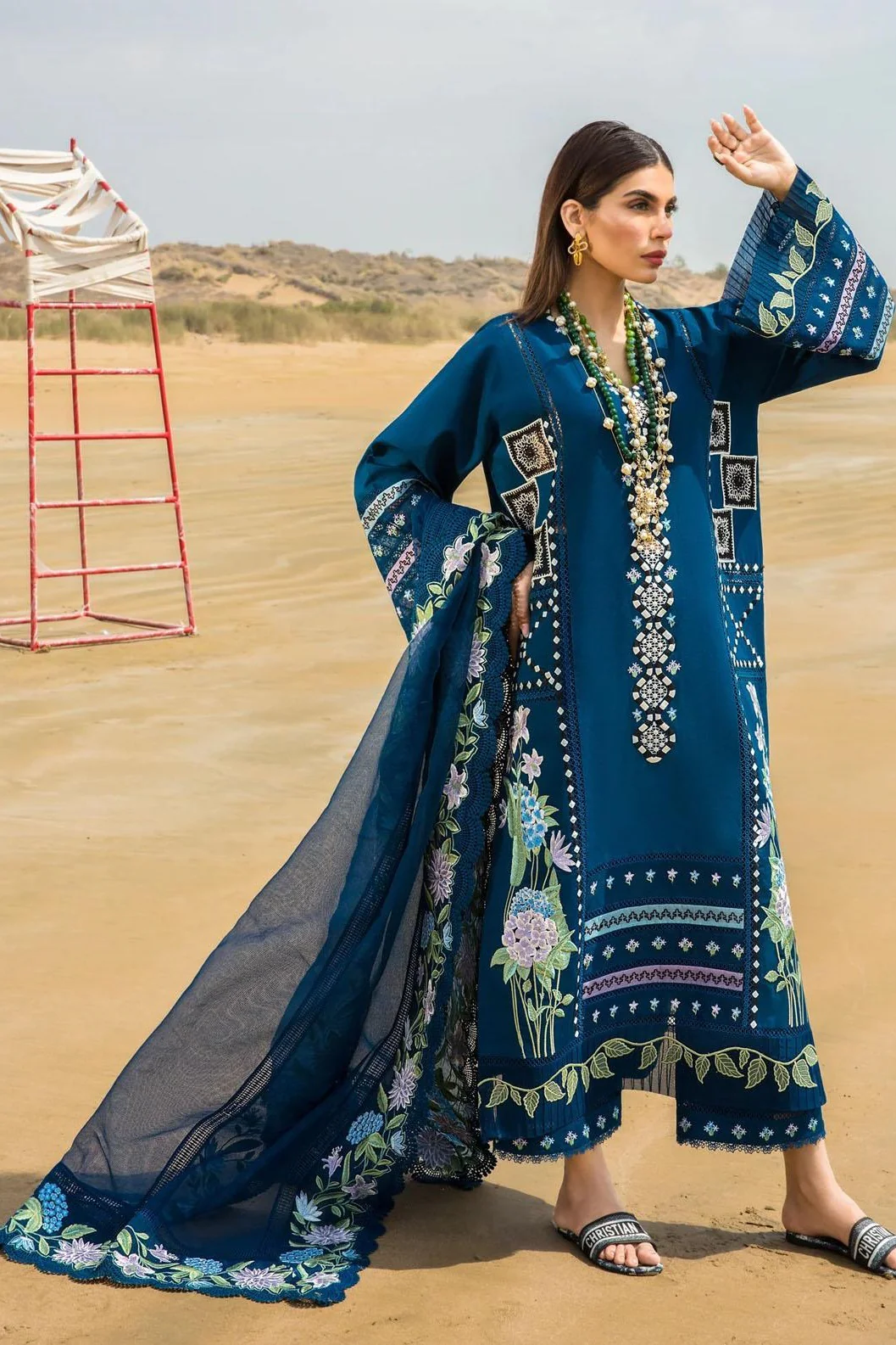 Crimson By Saira Shakira Luxury Lawn Embroidered 3 Piece Unstitched Bohemian Summer D7A - Image 3