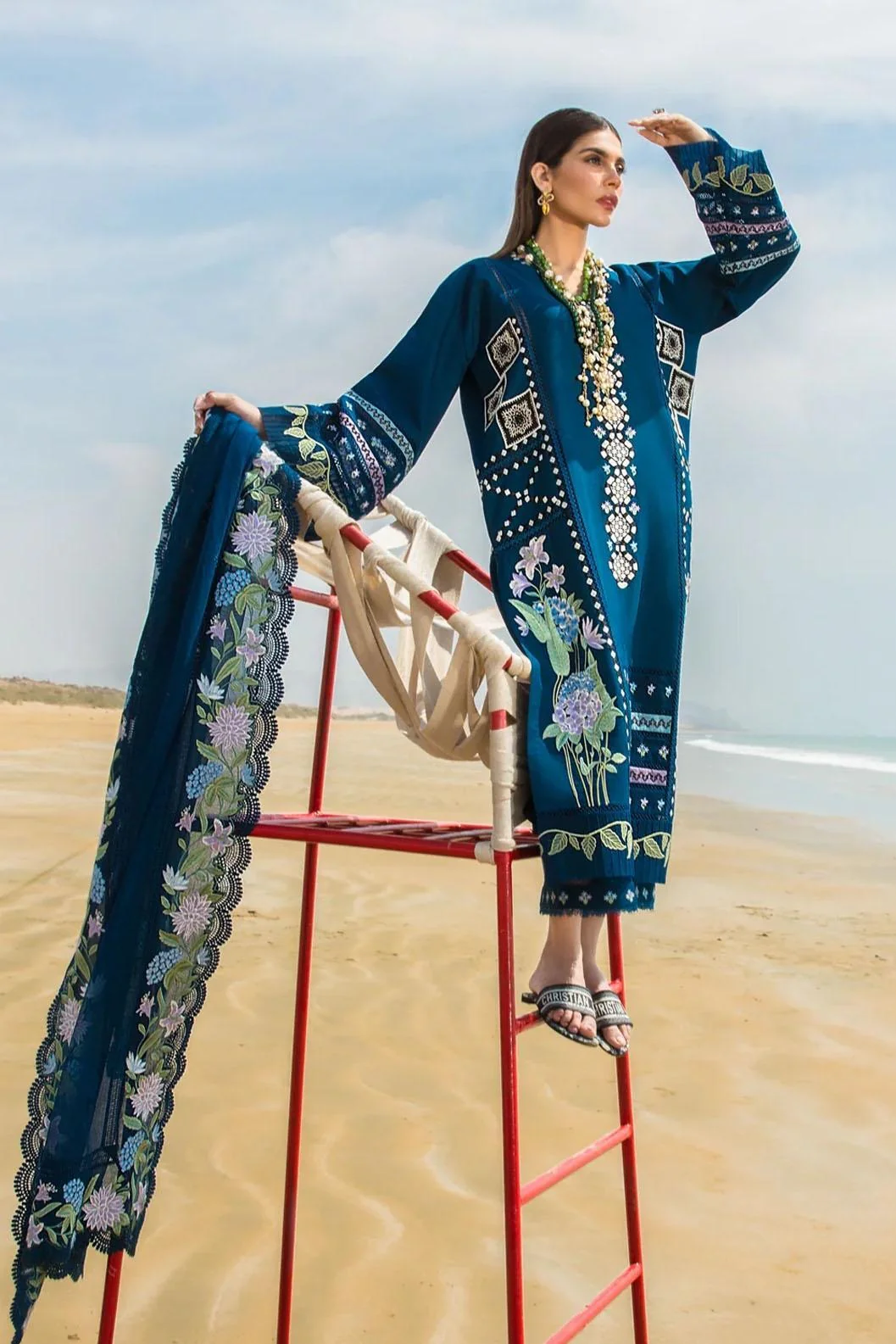 Crimson By Saira Shakira Luxury Lawn Embroidered 3 Piece Unstitched Bohemian Summer D7A - Image 7