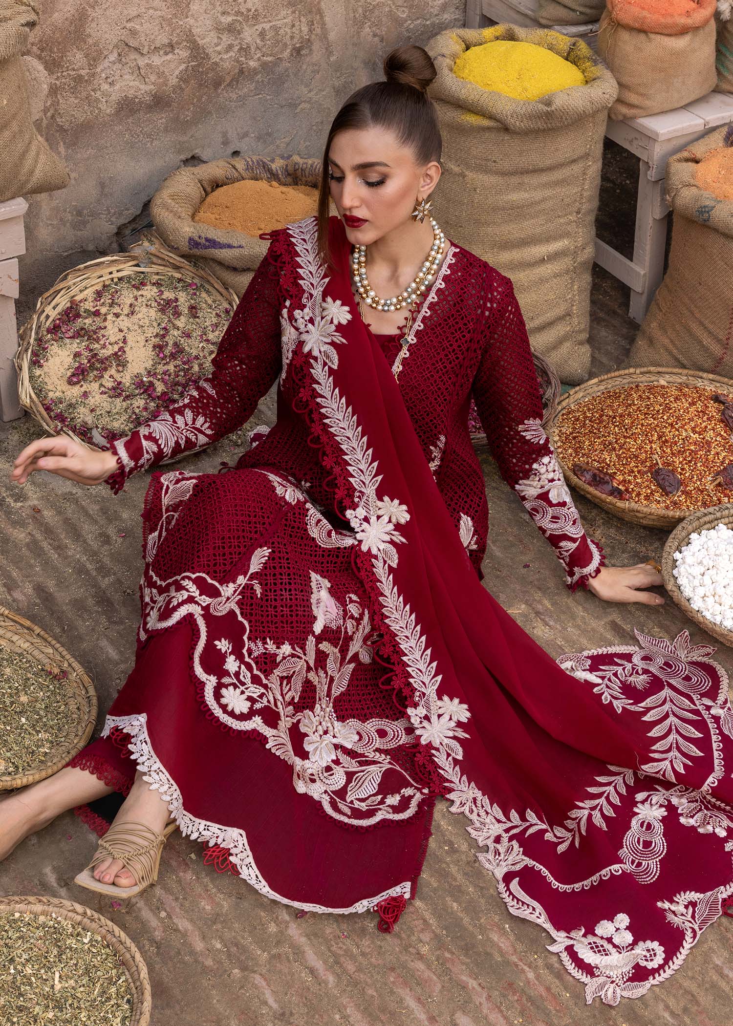 Crimson Luxury Lawn Embroidered 3 Piece Unstitched - ONE TRUE LOVE - D6A - Image 6