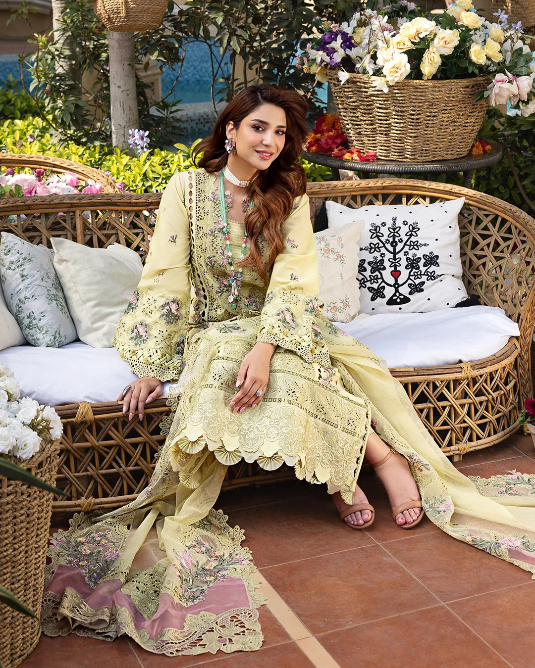 Elaf Embroidered Lawn Suit Unstitched 3 Pc ELM- 03 A BAHAR - Summer Collection - Image 5