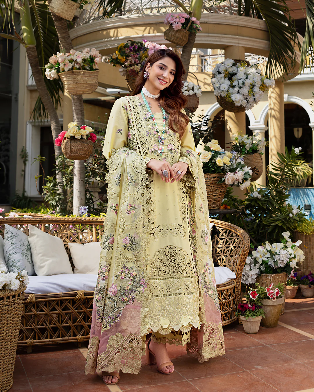 Elaf Embroidered Lawn Suit Unstitched 3 Pc ELM- 03 A BAHAR - Summer Collection - Image 9