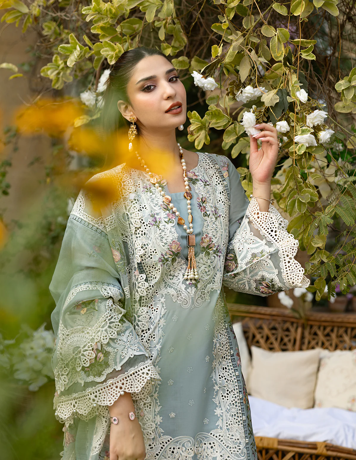 Elaf Embroidered Lawn Suit Unstitched 3 Pc ELM- 03 B Samaa - Summer Collection - Image 4