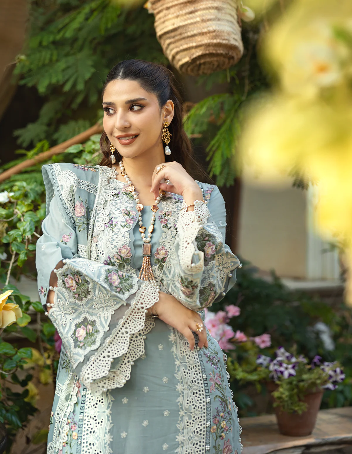 Elaf Embroidered Lawn Suit Unstitched 3 Pc ELM- 03 B Samaa - Summer Collection - Image 5