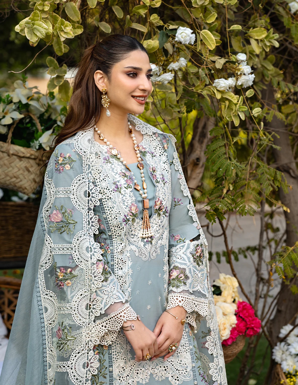 Elaf Embroidered Lawn Suit Unstitched 3 Pc ELM- 03 B Samaa - Summer Collection - Image 6