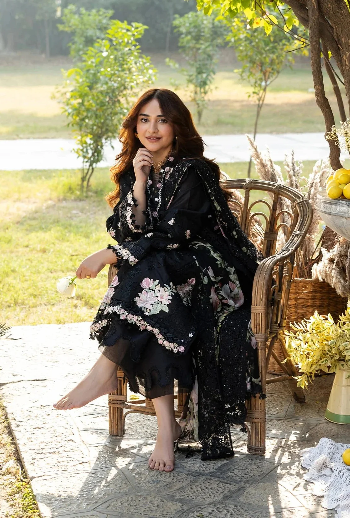 Elaf - Luxury Lawn Embroidered 3 Piece Unstitched - Midnight Blossom - Image 7