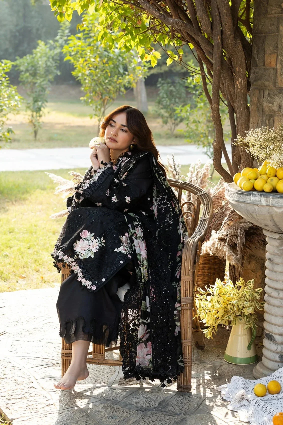 Elaf - Luxury Lawn Embroidered 3 Piece Unstitched - Midnight Blossom - Image 9