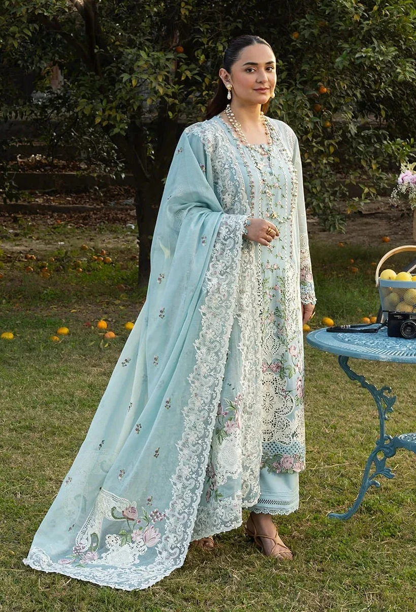 Elaf - Luxury Lawn Embroidered 3 Piece Unstitched - MORNING DRIZZLE - Image 2