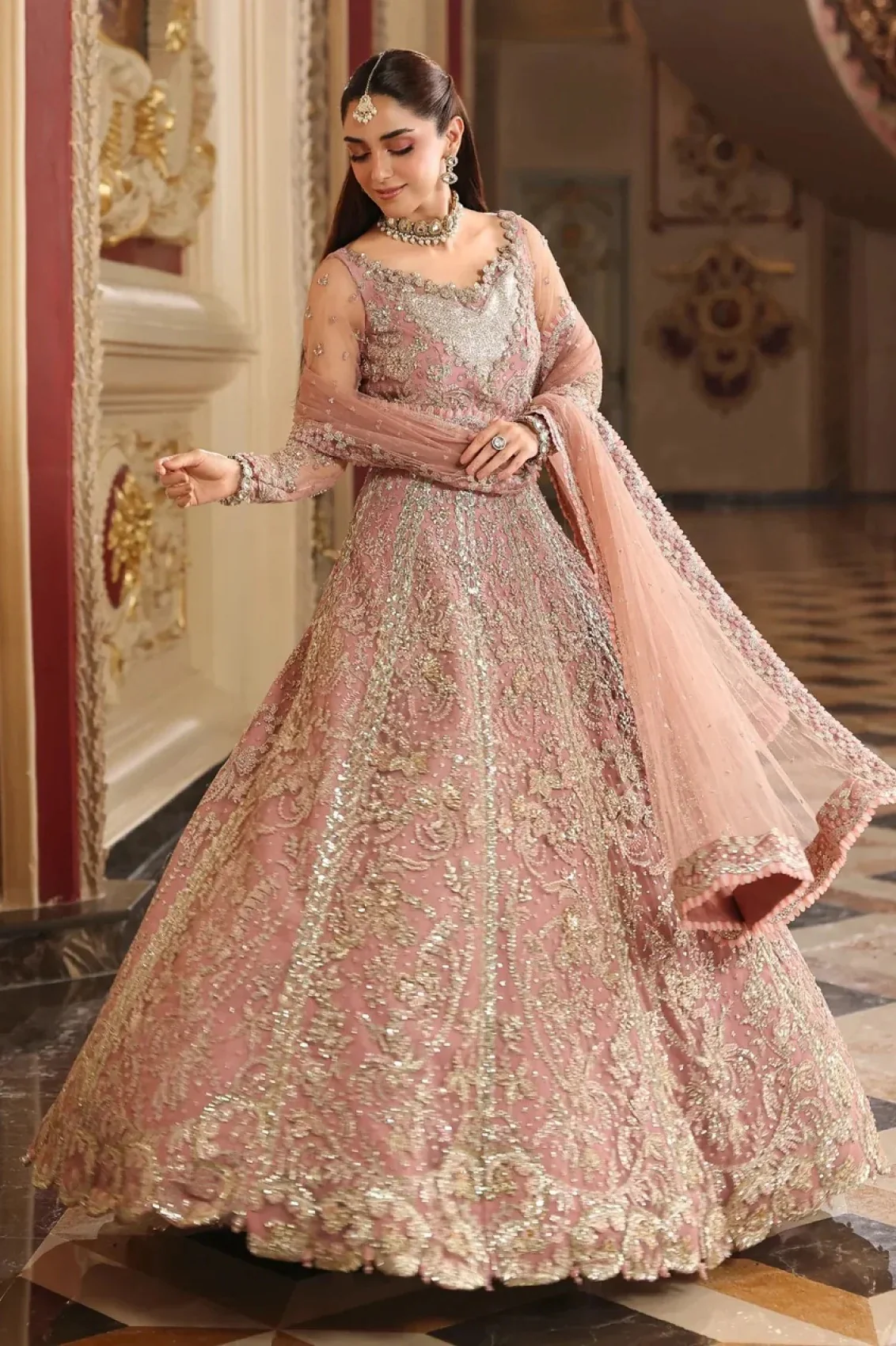 Elaf - Luxury Net Embroidered 3 Piece Unstitched - ESH-02 - GLAMOROUS - Image 2